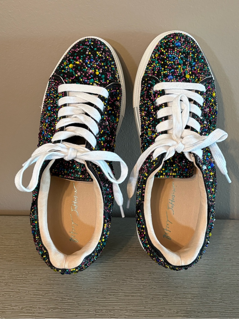 Blue by Betsey Johnson Sidny Multi Rhinestone Platform Sneakers Size 9 - Picture 2 of 11